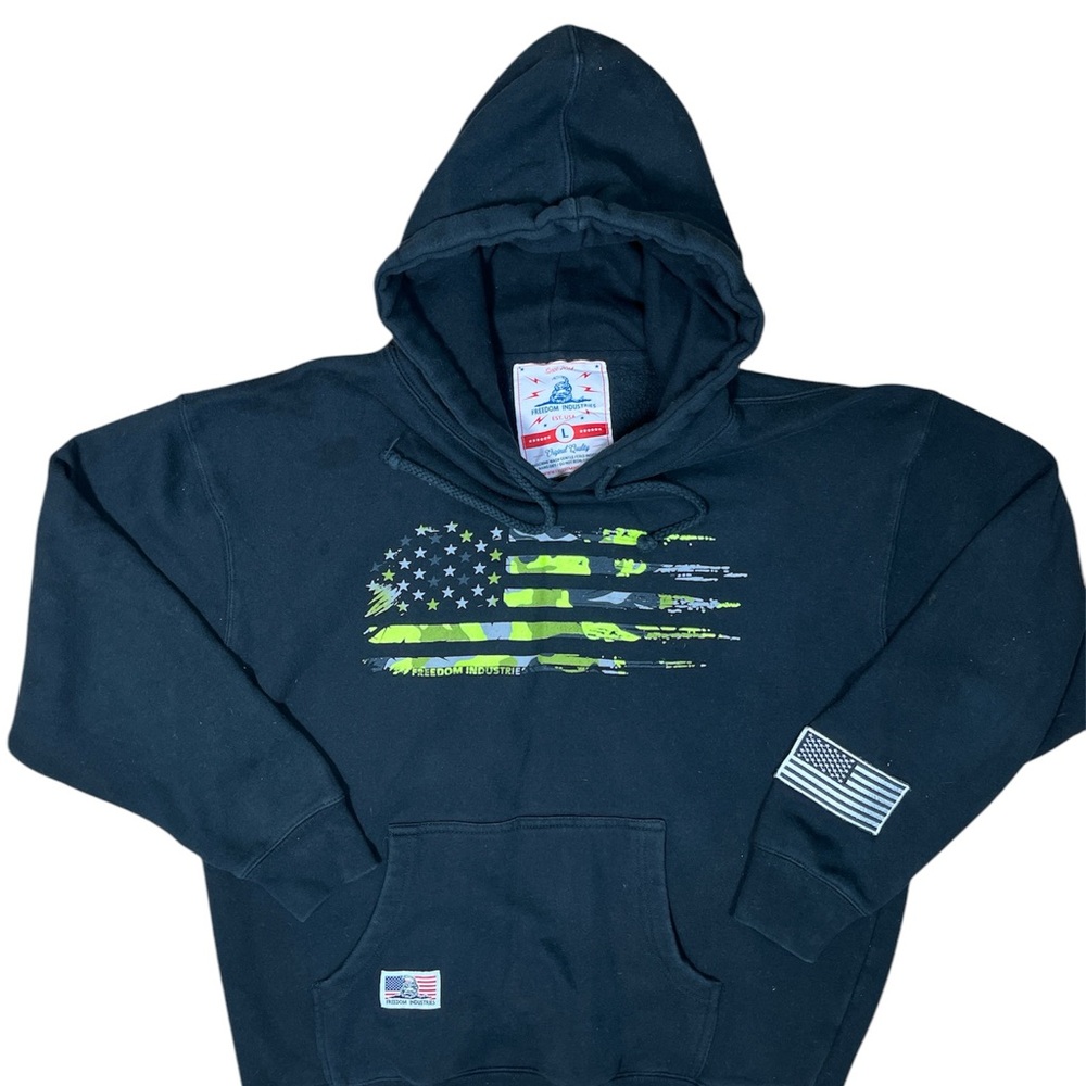 Freedom Industries Flag Graphic Patchwork Hoodie - image 1